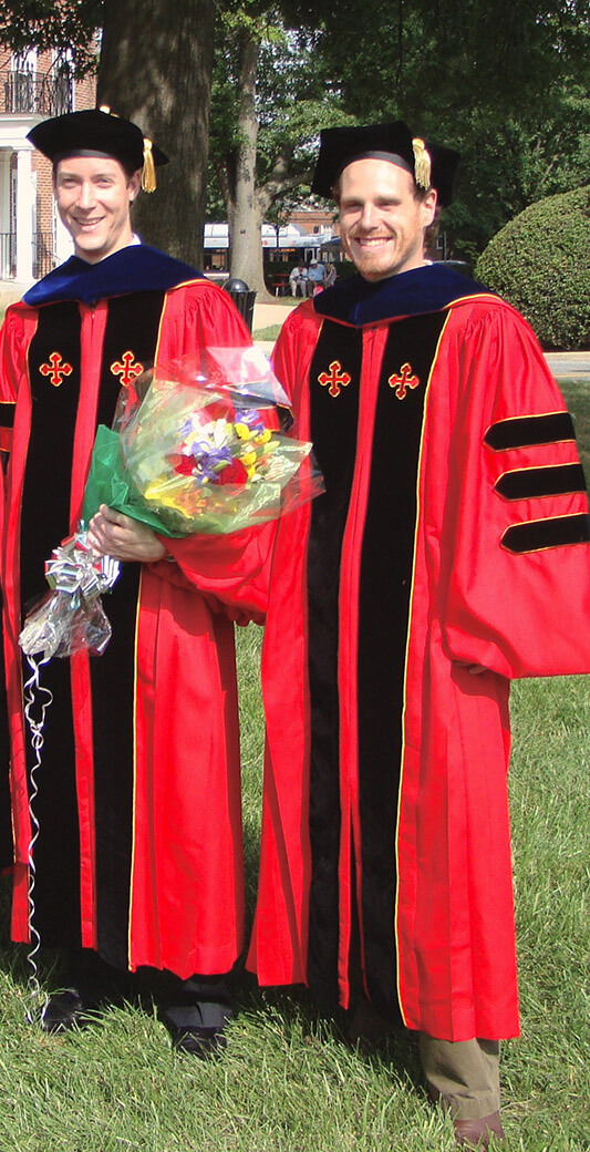 Phillippy (left) and Schatz (right) in graduation gowns