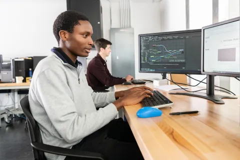 student at computer