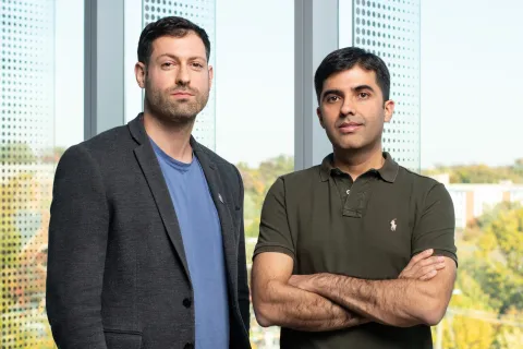 A photo of Tom Goldstein and Abhinav Bhatele