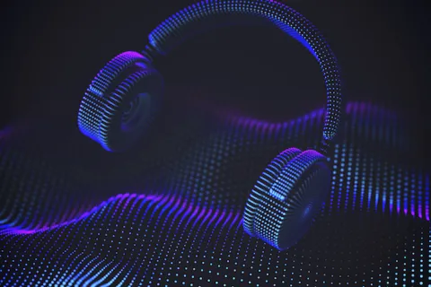 audio waves with headphones